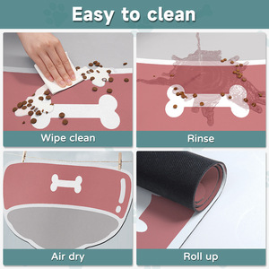 Tapis d'alimentation pour animaux de compagnie, ovale, imperméable, antidérapant, pour gamelle de chien ou de chat, en terre de diatomée, tailles S, M, L, motif dessin animé - Product Image 5