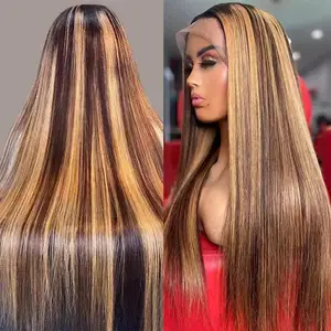 Human Hair Transparent Hd Full Lace Wig With Baby Hair Hd Highlight Lace Front Wig Virgin Glueless Ombre Piano Color Lace Wigs