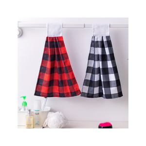 Coton brodé certifié GOTS 20x30 pouces 130 GSM Buffalo Plaid Eco Friendly Quick Dry Lightweight Absorbent Dish Towels - Product Image 2