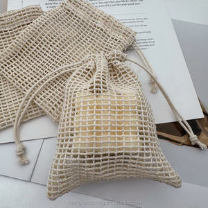 Bolsas de <span class=keywords><strong>malla</strong></span> de algodón reutilizables orgánicas de primera calidad para jabón hecho a mano, bolsas de <span class=keywords><strong>malla</strong></span> lavables con velas para verduras con cordón - Product Image 1