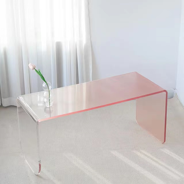 Mesa de centro acrílica transparente con gradiente, mesa Central de sala de estar moderna en forma de U