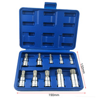 Lot de 10 douilles à six pans évasés série M en acier allié S2, kit de douilles à triple carré pour réparation automobile européenne