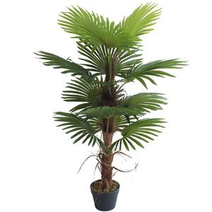 Palmier artificiel en plastique de qualité supérieure, hauteur 120 cm, résistant à l'eau, écologique, plante en pot pour intérieur/extérieur - Product Image 1