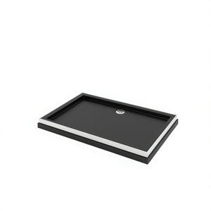 Base de Ducha Rectangular Negra de ABS de 31.5 x 43.3 Pulgadas con Drenaje Central, Diseño Minimalista, Instalación en el Suelo - Product Image 1