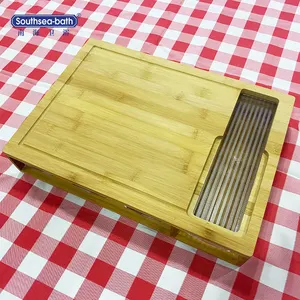 Grosir Papan Potong Bambu Besar Logo Kustom Papan Potong Bambu Dapur Organik untuk Memotong Dapur