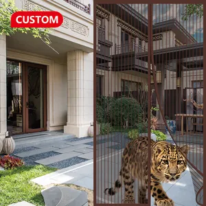 Wholesale Friendly Pet and Kid Hands Free Mesh Partition Magnetic Screen Door Size 90*210cm With Frame Hook & Loop