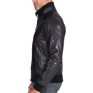 Chaqueta Bomber de Cuero Ligera Clásica Personalizada para Hombre con Cuello Alto, Estilo Motero, Resistente al Viento, para Otoño - Product Image 1