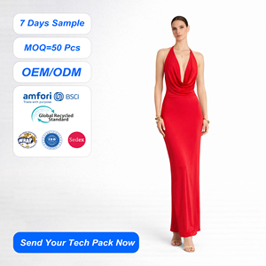 SHENGFU Abito Lungo Elegante <span class=keywords><strong>da</strong></span> <span class=keywords><strong>Sera</strong></span> <span class=keywords><strong>da</strong></span> Donna, Personalizzato OEM, con Scollo a V Profondo, Drappeggiato, Aderente, Senza Maniche, Elasticizzato, Vestibilità Slim - Product Image 1