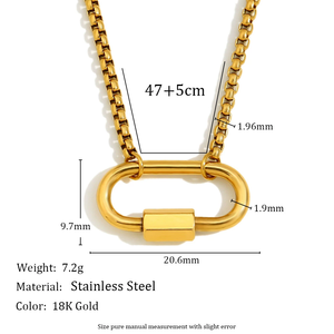 Chunky Simple 18K Chapado en oro Acero inoxidable Escalada Gancho Botón Colgante <span class=keywords><strong>Cadena</strong></span> de eslabones Mujeres Joyería de moda Collares - Product Image 6