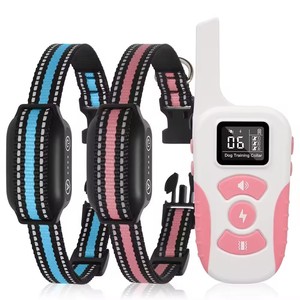 Dog Training Collar With <b>Remote</b> Control Rechargeable Nylon Electric Shock <b>Vibration</b> For Dogs Pink Blue Color Options - Product Image 1