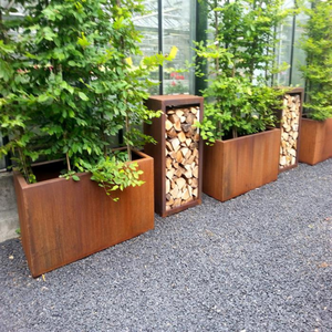 Outside Corten Steel <b>Rectangular</b> Metal Planter Garden Decorative Floor Planters - Product Image 4