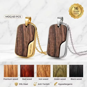 Collar Colgante Moderno Minimalista <span class=keywords><strong>de</strong></span> Acero Inoxidable con Incrustaciones <span class=keywords><strong>de</strong></span> Madera, Joyería Geométrica Chapada en Oro Pálido con Acabado Pulido <span class=keywords><strong>de</strong></span> Alto Brillo <span class=keywords><strong>para</strong></span> Hombre - Product Image 1