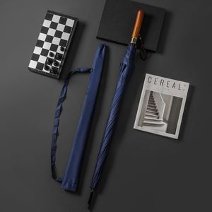 Parapluie de golf droit moderne grand format avec poignée en bois massif rétro, imprimé sur mesure, pour adultes, idéal pour cadeaux publicitaires - Product Image 3