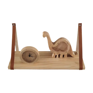Étagères de rangement flottantes murales suspendues en bois Étagère à livres avec bracelet en <span class=keywords><strong>cuir</strong></span> - Product Image 4