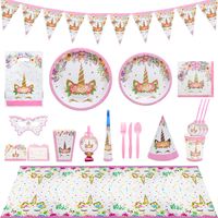 Nicro Conception Personnalisée Ensemble de Décorations d'Anniversaire pour Enfants 145 Pièces Thème Licorne Arc-en-ciel Joyeux Anniversaire pour Bébé Fille