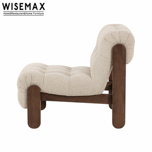 WISEMAX Mobilier de salon vintage en bois massif Canapé simple Chaise en peluche avec bouton en <span class=keywords><strong>cuir</strong></span> capitonné <span class=keywords><strong>Fauteuil</strong></span> <span class=keywords><strong>club</strong></span> d'appoint - Product Image 5