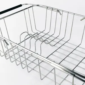 Stainless Steel Metal Wire Mesh Water Drop Drain Basket Kitchen Storage For Water Channel Vegetable Washing Sink