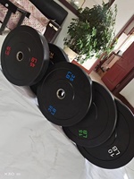 Équipement de musculation pour salle de sport commerciale, plaques de poids en caoutchouc portables, imperméables et durables, 20 kg, anneau central en acier, barre d'haltères en caoutchouc