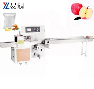 Otomatik yüksek hızlı yastık elma meyve paketleme makinesi turuncu sızdırmazlık makineleri kemer tipi haddeleme vakum paketleme makinesi 450