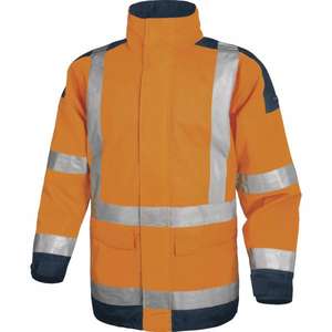 DELTA PLUS-Parka de alta visibilidad de poliéster con revestimiento de poliuretano fluorescente naranja-Azul marino-azul de alta visibilidad DELTA PLUS-, ROPA DE TRABAJO DE LA HI-VIS - Product Image 1
