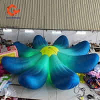 Fleur gonflable géante publicitaire pour la décoration de scène de mariage, fleur gonflable avec éclairage LED pour la décoration de fête