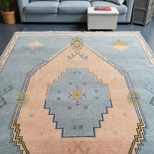 Blue Hand Knotted Area <b>Rug</b> <b>Pastel</b> <b>Rug</b> Wool Handmade Bedroom Living Room Dining Area Office Trending Hand Knotted Wool <b>Rug</b> - Product Image 3