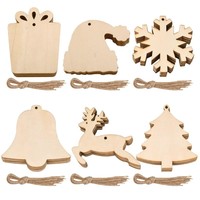 Decorazioni Natalizie in Legno Intagliate al Laser Fatte a Mano, Forme di Alce e Altre Sagome, Fette di Legno Naturale, Decorazioni Fai-da-Te con Cordino di Iuta per Appendere a Casa e all'Albero
