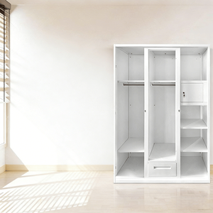 Lemari Pakaian Logam Bermotif 3 Pintu, Lemari Baja, Lemari Besi dengan Laci dan Cermin untuk Kamar Tidur - Product Image 2