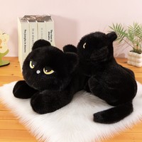 Ours noir couché, grande taille, super doux, rembourré en coton PP, brodé, verni UV, coussin en peluche, Woodfield, pour garçons et filles, anti-stress