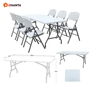 Table pliante blanche portable et facile à ranger et chaises pliantes pour événements