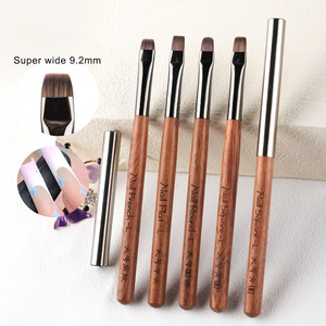 Pinceau à ongles à manche en bois de santal, poils courts en nylon, grand, plat, large, ovale, rond, pour gel de construction, polissage, bordure, manucure française, fournitures pour ongles - Product Image 1