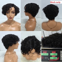 Promotion $6.3 100% cheveux humains courts coupe de lutin Machine pas de perruque de dentelle en gros usine pas cher perruque de cheveux humains pour les femmes noires