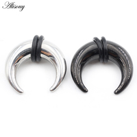 2 Piezas de Expansores de Oreja en Forma de C de Acero Inoxidable, Estilo Cuerno de Búfalo, para Septum, Tragus, Cartílago, Regalo de Boda, Fiesta