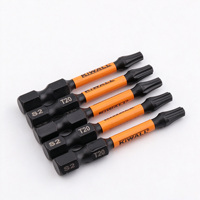 KiWALL T20 Torx Impact Bits 5Pcs S2 Steel Magnetic 1/4" Hex Shank Driver Bit Set