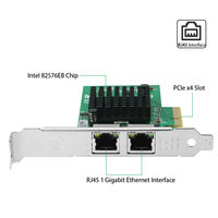 Tarjeta de Red para Servidor Gigabit de Doble Puerto Lekuo Intel 82576, PCIe X4, 1000 Mbps, NIC Cableada para Windows, Linux, VMware, PI76R23