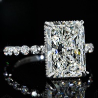 Bague de fiançailles solitaire en diamant de laboratoire taille radiant, sertie pavé sur mesure, en or blanc massif 14K/18K, certifiée IGI CVD/HPHT pour femme
