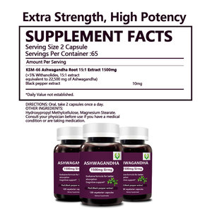 Cápsulas de Ashwagandha naturales de gran venta, extracto de pimienta negra para aliviar el estrés, mejorar el estado de ánimo, suplementos sanitarios - Product Image 2