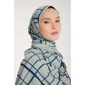 Pañuelo con Patrón Cuadrado de Tono Puro, Verde Claro y Azul Marino, Seda Satén, Diseño Personalizado, Temporada Primavera-Verano, Perfecto - Product Image 3