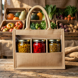 Indian Exporter Large Capacity Jute Tote <b>Bag</b> with Cotton Handles Reusable Grocery Shopping <b>Bag</b> for Daily Use Available for Sale - Product Image 5
