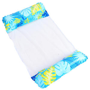 Flotador inflable con red, diseño de hojas tropicales, plegable, doble uso, con respaldo, para piscina, playa y relajación. - Product Image 5