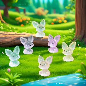 Figurines miniatures de renards <span class=keywords><strong>Fennec</strong></span> qui brillent dans le noir, mini-animaux en résine pour jardin féerique, maison de poupée, bonsaï, aquarium et décorations de bureau - Product Image 5