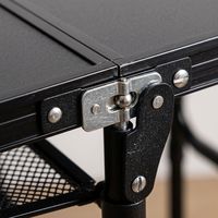 Table de camping pliante portable en aluminium sur mesure OEM avec sac de rangement en filet, fournisseur d'équipement de pique-nique réglable en hauteur