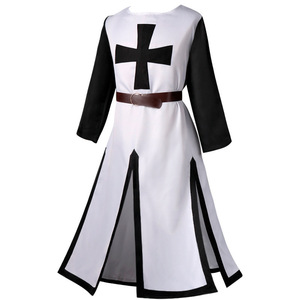Costume da Guerriero Rinascimentale, Mantello Nero, Tunica Medievale da Cavaliere Templare, Abbigliamento per Cosplay - Product Image 3