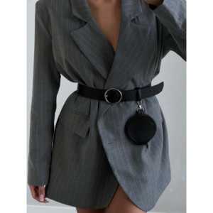 เข็มขัดกระเป๋าสตางค์แบบหัวเข็มขัดกลมพร้อมห่วงรูปตัว D หัวเข็มขัดเหล็กสำหรับเสื้อแจ็คเก็ตกางเกงเดรสเข็มขัดโลหะลำลอง - Product Image 2