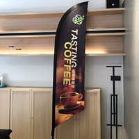 Drapeaux de plage personnalisés en gros, drapeaux publicitaires double face avec mât en fibre de verre, résistance au vent élevée