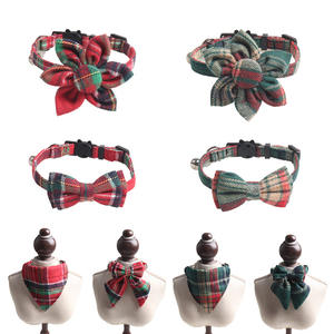 Nouveau collier de chats imprimé pour animaux de compagnie collier de jupe de tournesol de Noël en deux pièces avec nœud papillon doublé de polaire - Product Image 1