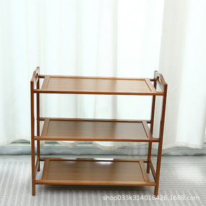 Simple <b>Shoe</b> Rack 3 Tier Natural Wood Color <b>Space</b> <b>Saving</b> <b>Storage</b> For Home Entrance Bedroom Dormitory - Product Image 1