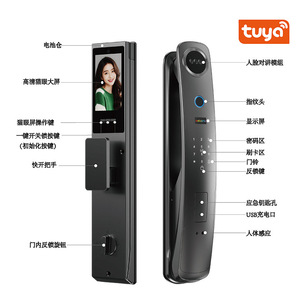 Tuya <b>Smart</b> Door <b>Lock</b> Fingerprint Wi-Fi Cloud Storage Aluminum Alloy Handle Magnetic Card <b>Lock</b> With Peephole And App Control - Product Image 1