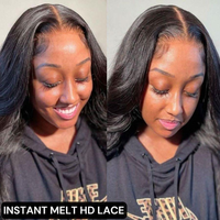 Perruque Lace Front sans colle 13x6 en cheveux humains bruts vietnamiens, vierges, cuticules alignées, ultra-lisses, pour femme noire