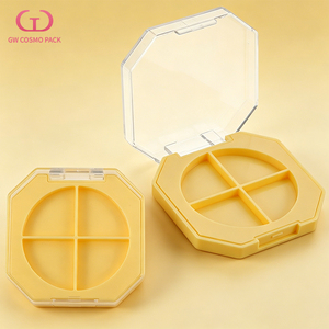Estuche vacío octogonal transparente para polvos, paleta de maquillaje de sombras de ojos de 4 colores con inserto cuarto circular - Product Image 3